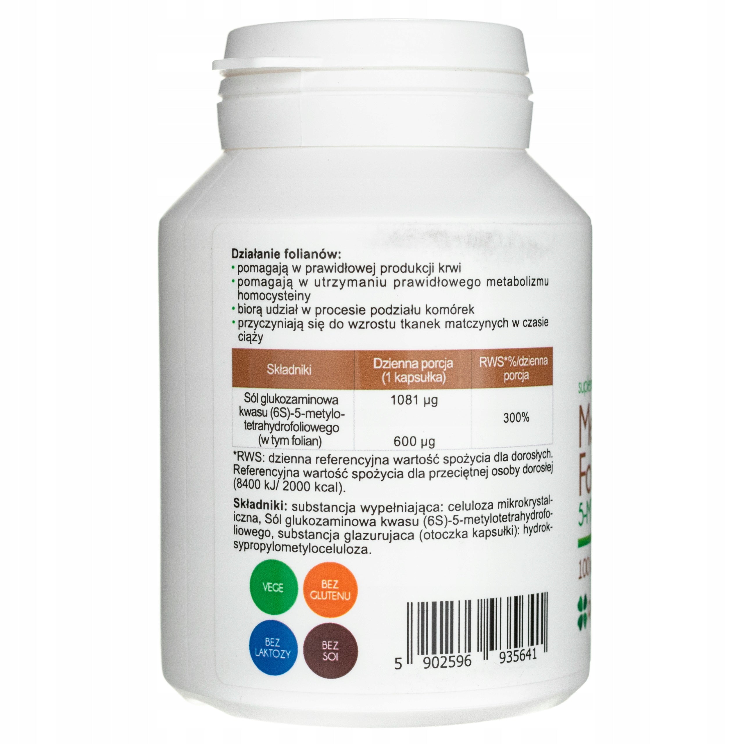 Aliness Methylo Folate (folic acid) 600 µg PREGNANCY HOMOCYSTEINE 100 kaps Manufacturer code Kwas foliowy Folic acid Odporność Ciąża