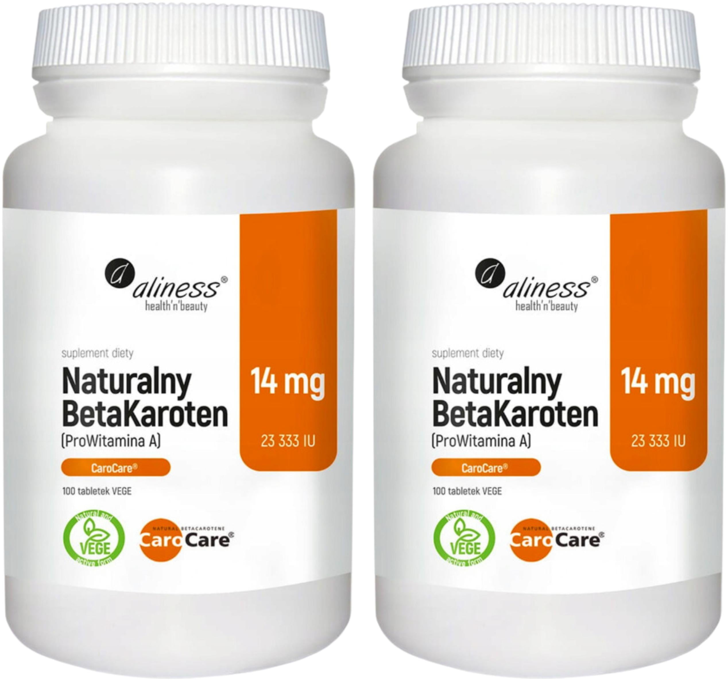 Aliness Natural BetaCarotene 14 mg (ProVitamin A) x 100 tab. vege Name Naturalny BetaKaroten