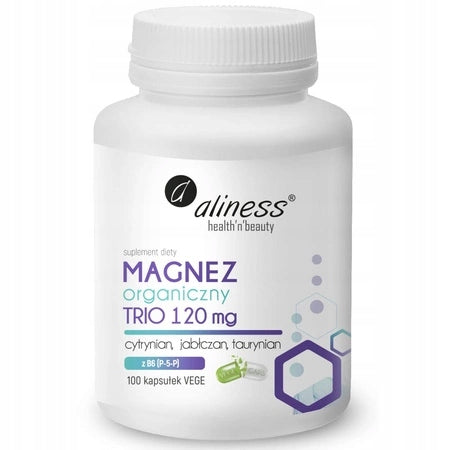 Aliness ORGANIC MAGNESIUM TRIO + B6 TAURATE MALATE CITRATE 100 KAPS