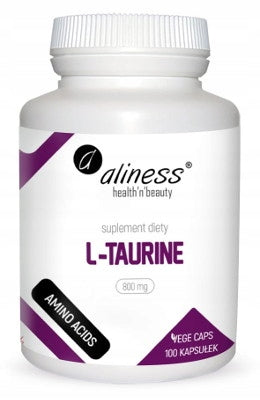 Aliness TAURINE 800 mg 100 capsules AMINO ACID Fatigue Regeneration Memory EAN (GTIN) 5903242582202