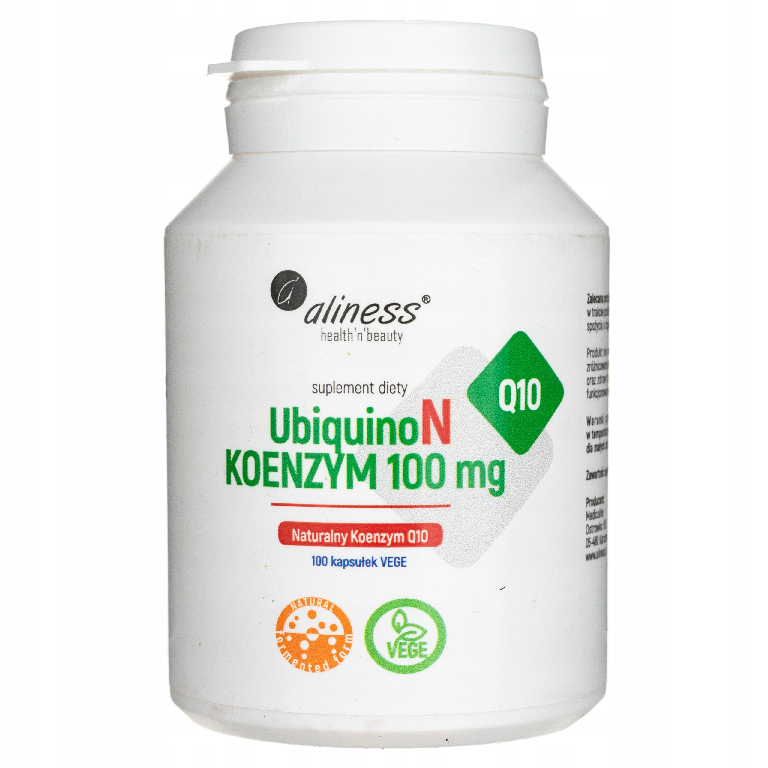 Aliness UBIQUINON Coenzyme Q10 Ubiquinone Natural Heart CIRCULATION 100mg 100k