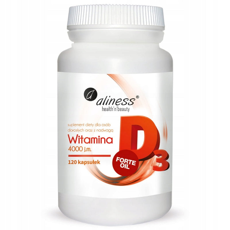 Aliness VITAMIN D3 FORTE OIL 4000 120 kap IMMUNITY HEALTHY BONE TEETH