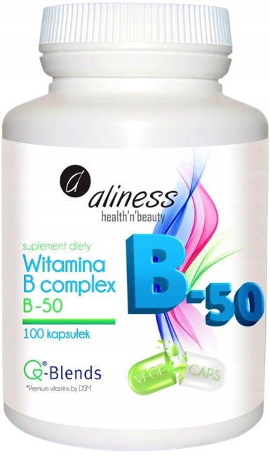 Aliness Vitamin B-50 B COMPLEX 100 caps. B1 B2 B3 B6 B12