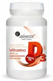 Aliness Vitamin D3 FORTE 4000 UI BONE RESISTANCE 120 vege capsules