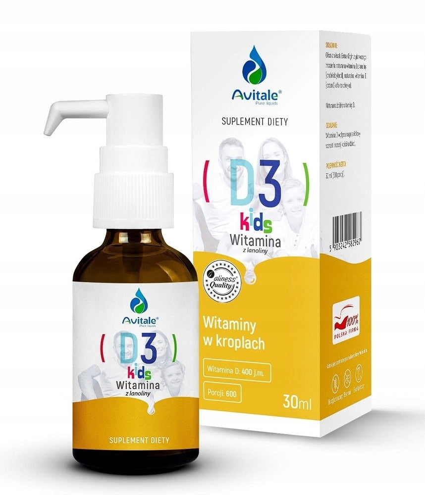 Aliness Vitamin D3 KIDS 400 UI Lanolin BONE RESISTANCE vege drops 30ml Expiration date not specified