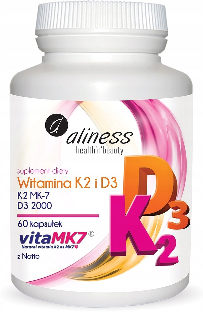 Aliness Vitamin (K2 + D3) K2MK7 Forte 200µg with Natto and D3 2000 | 31.05.2029 Packaging status original