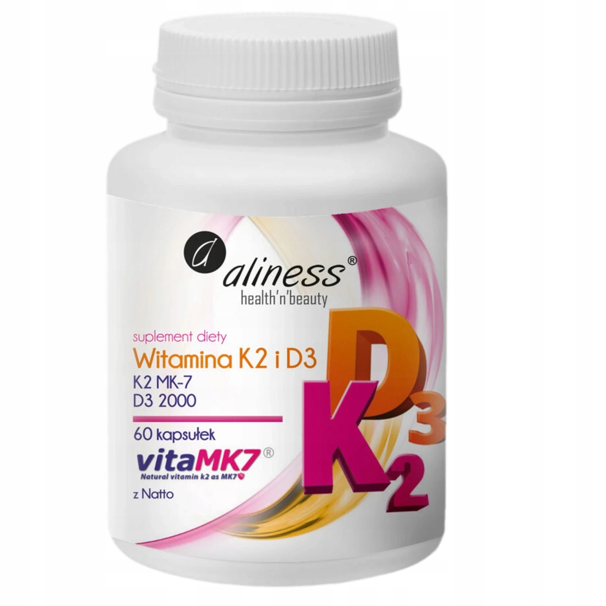 Aliness Vitamin K2 MK-7 100 µg + D3 50 µg 60 capsules vitamin for bones
