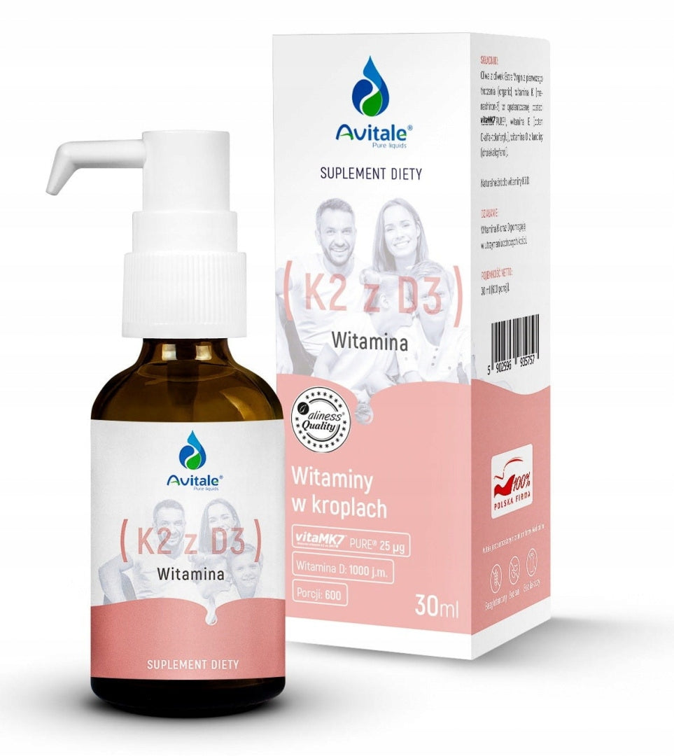 Aliness Vitamin K2 Vita MK7 25uq D3 1000IU STRONG BONES 30 ml drops Expiration date not specified