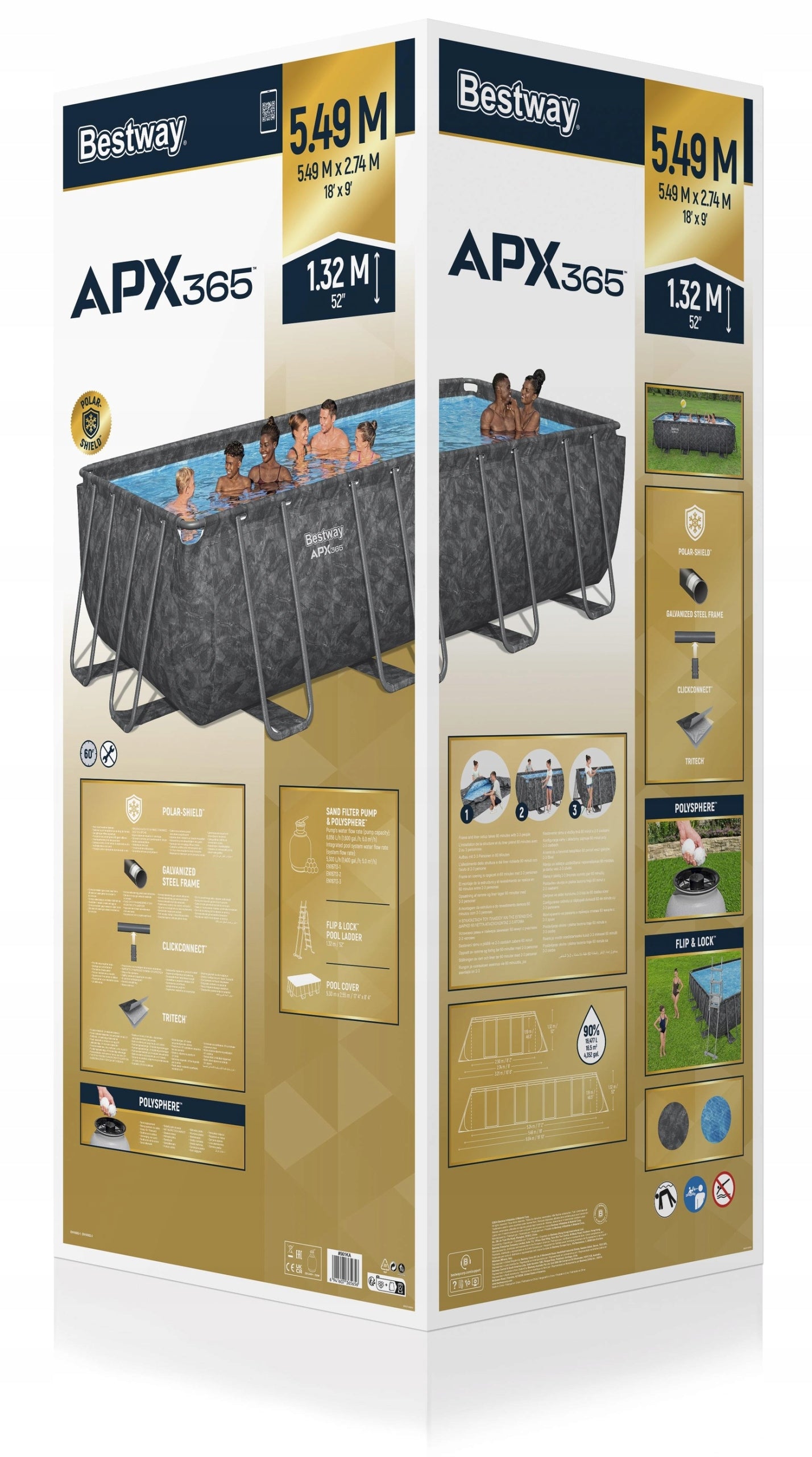 All-season frame pool 549x274x132cm Bestway 561KA frame and basin Series APX365