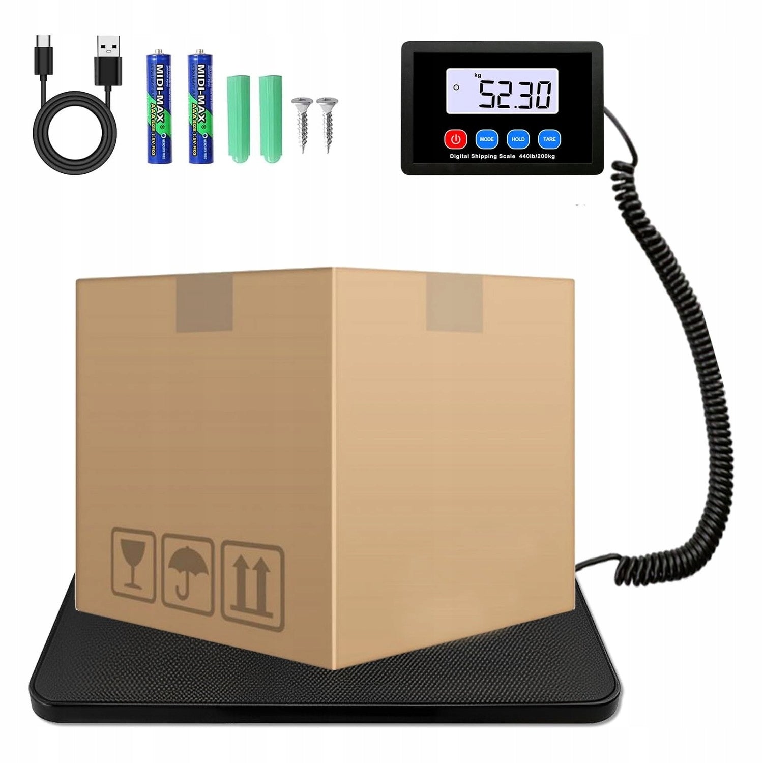Allecto - Digital scale 200 kg - LCD - For professional use