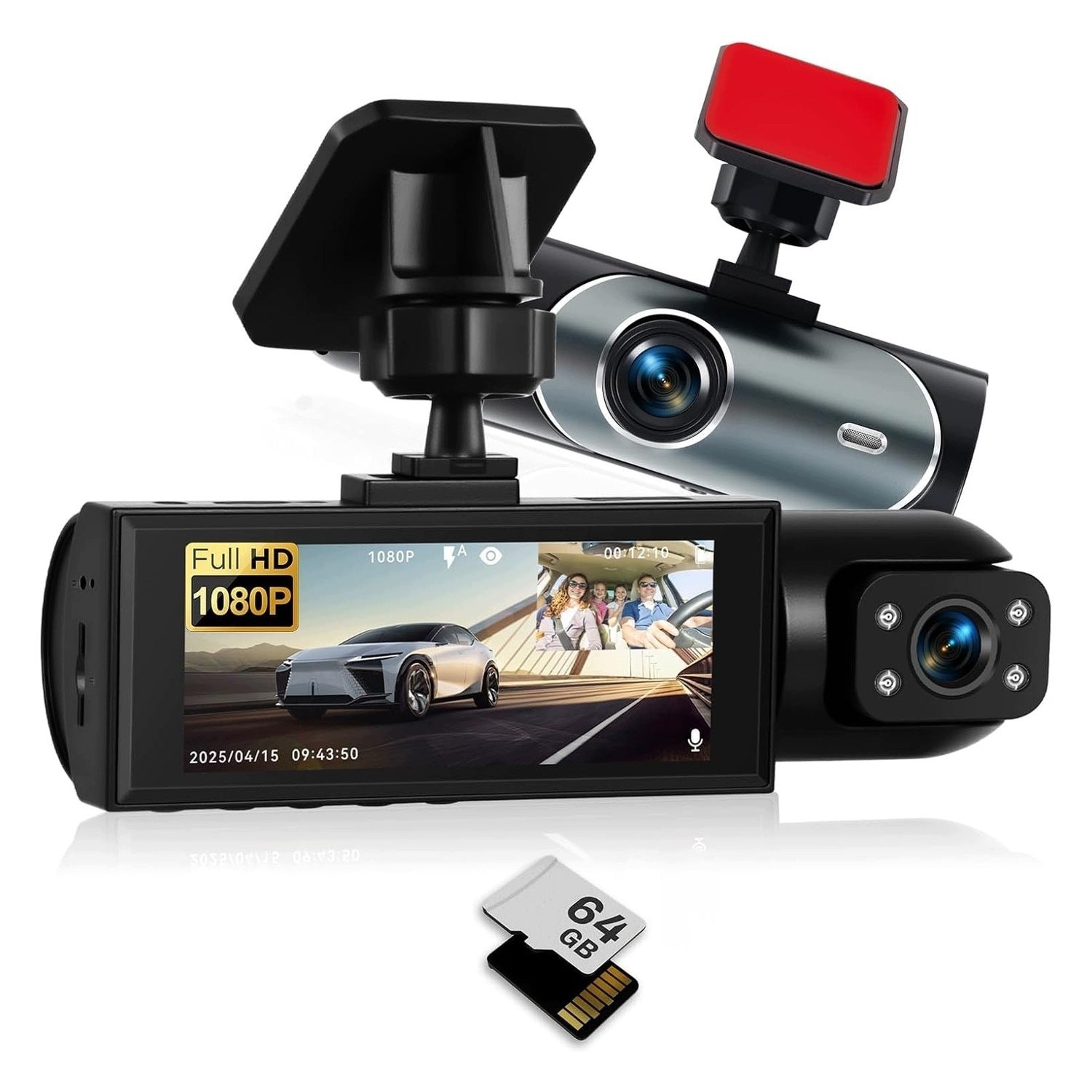 Allecto - dash cam - dual - 1080p with 64GB card