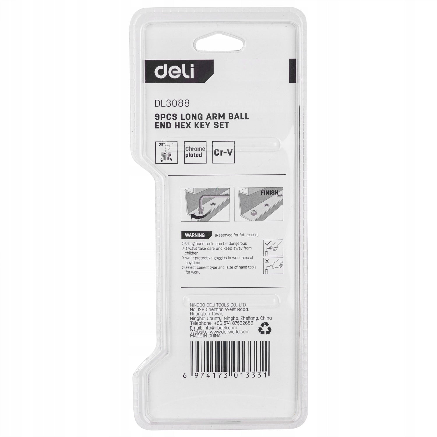 Allen Wrenches Set of 9 pcs Deli Tools hex wrenches with ball chrome steel Brand Deli Tools