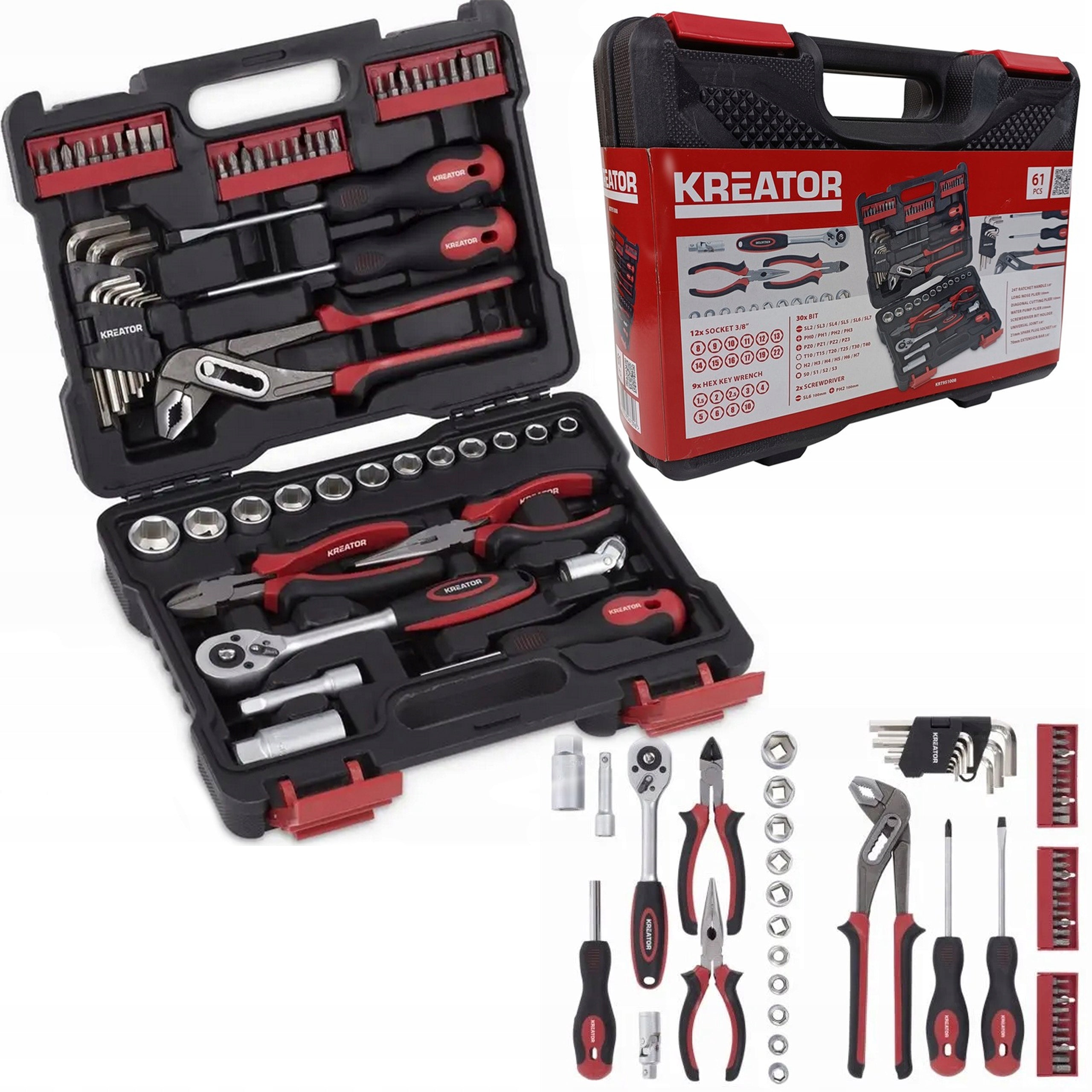 Allen socket tool wrench set KREATOR suitcase 61el.