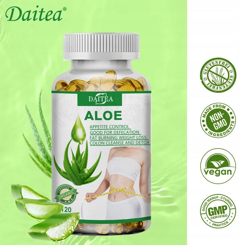 Aloe Vera Capsules for Appetite Control, Fat Burning and Loss Expiration date at least 1 year from the date of purchase