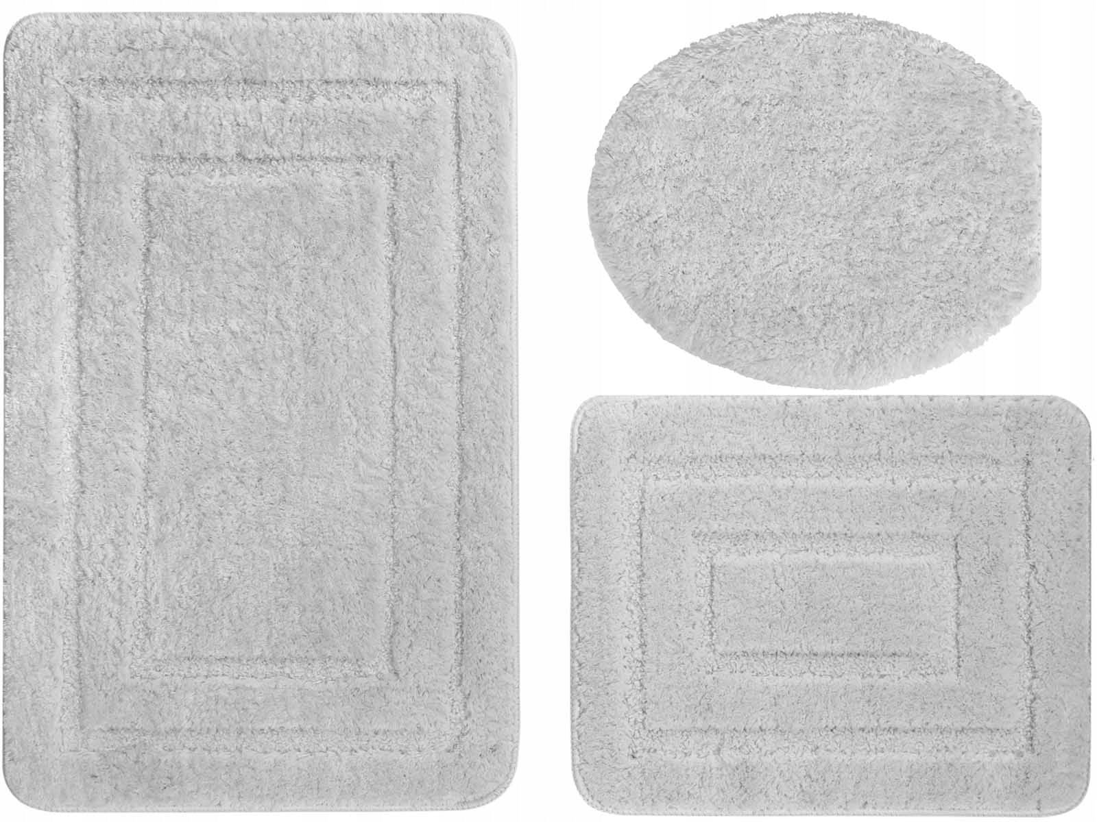 Alor Anti-Slip Bathroom Rug Jany Gray Popiel 3 pieces Set