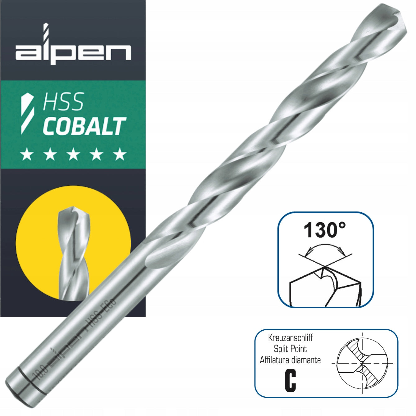 Alpen cobalt drill bit for metal, stainless steel fi 10 mm HSS-Co Cobalt