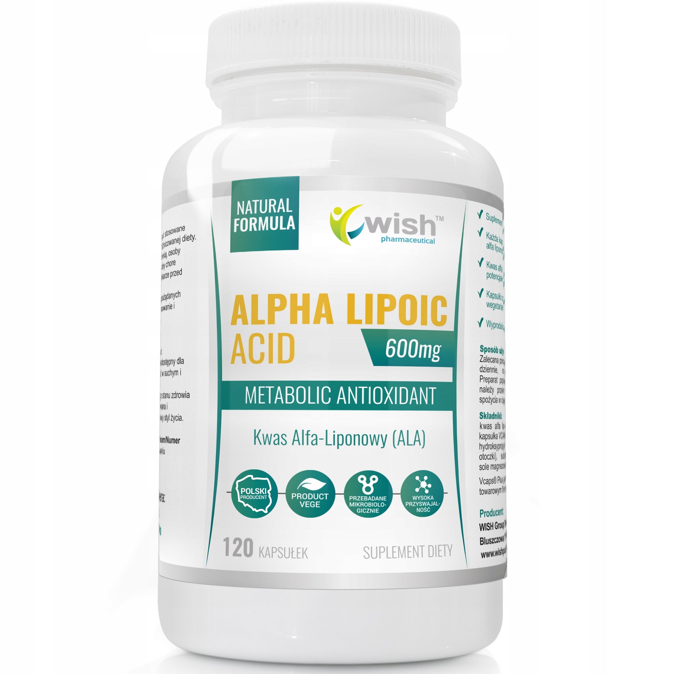 Alpha Lipoic Acid (ALA) 600mg 120 capsules