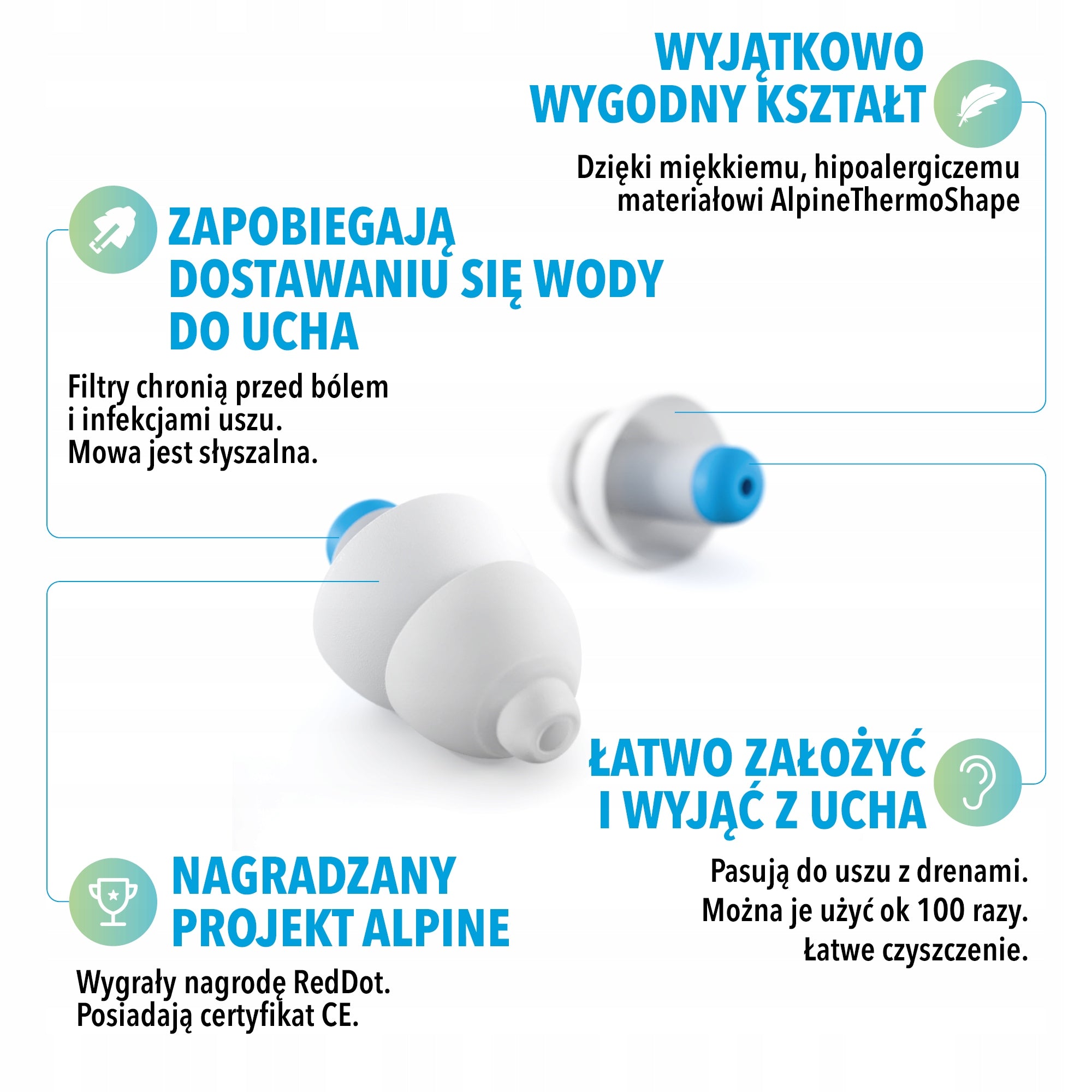 Alpine SwimSafe Earplugs, for Swimming, for Water, Pool, Ear Drainage Manufacturer code 8717154023534