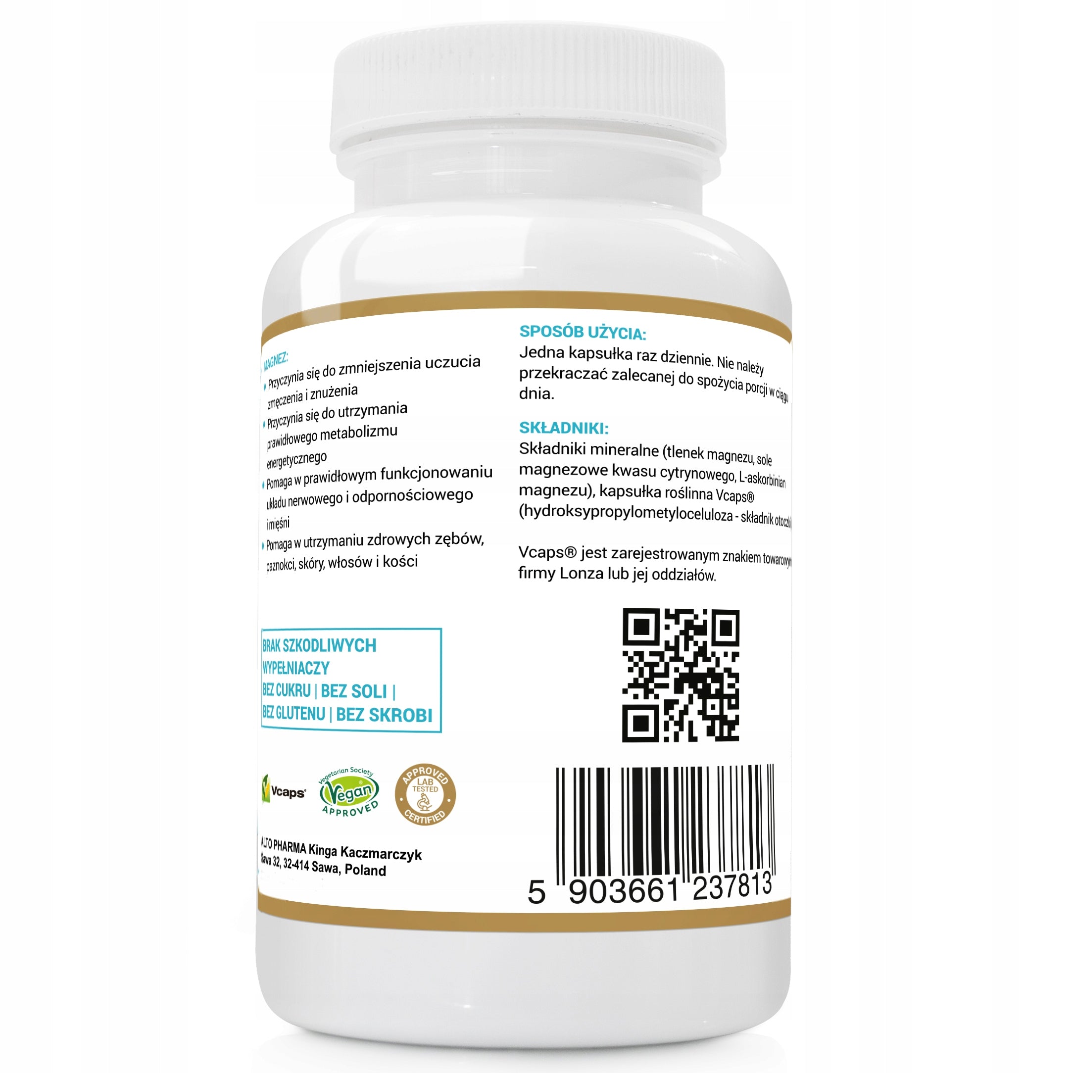 Alto Pharma Trio Magnesium 400 mg of magnesium citrate 120 kaps. EAN (GTIN) 5903661237813