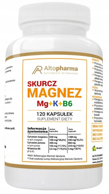 AltoPharma Magnesium Potassium Shrinkage Forte 120caps. Wit. B Blood pressure Muscles