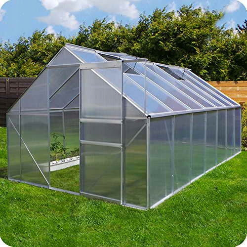 Aluminium greenhouse 16.07m³ with foundation 250x430cm garden 10.75m²