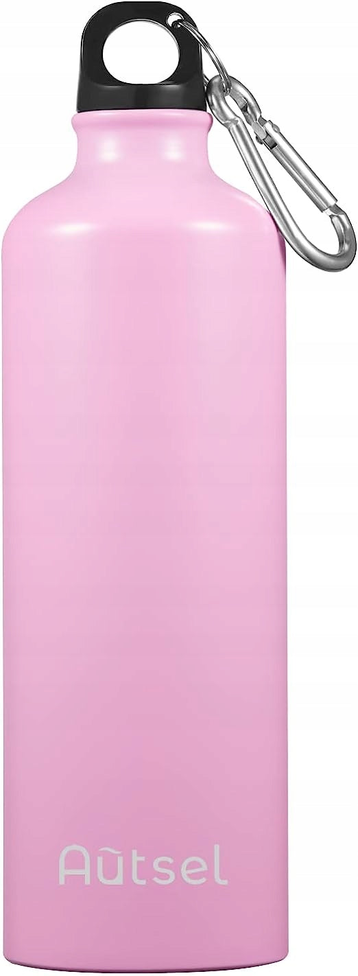 Aluminum Bottle 1000ml 1L BPA FREE Carabiner Light Pink