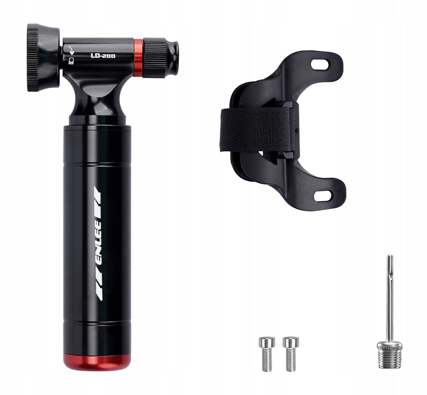 Aluminum CO2 AV FV Compact Cartridge Bicycle Pump with Pressure Gauge Color black