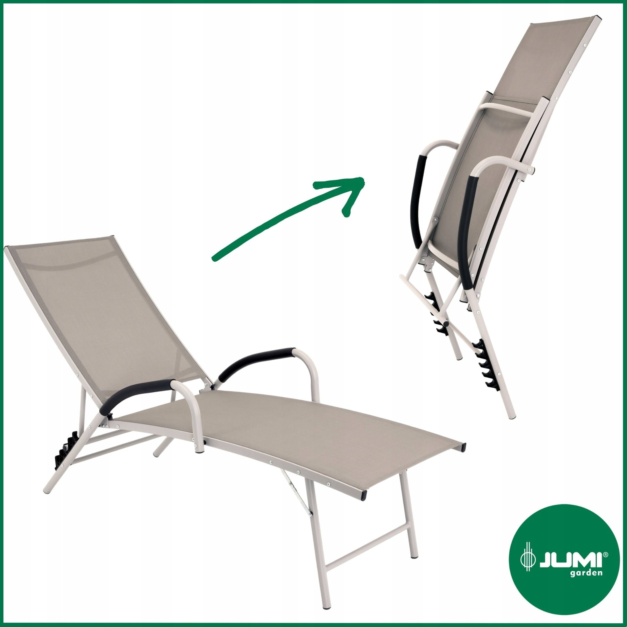 Aluminum Couch FOLDING Garden DECKCHAIR for Garden Adjustable Backrest Length (longer side) 182 cm