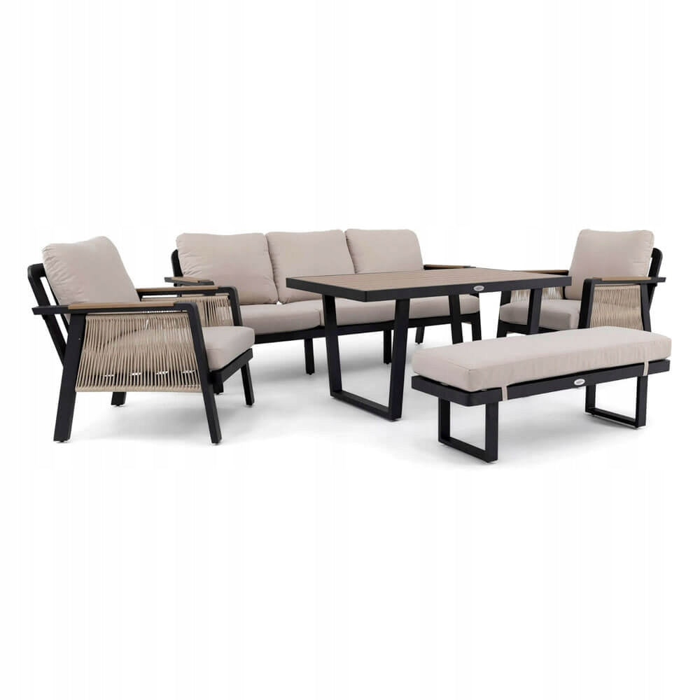 Aluminum Garden Furniture Set PROVENCE Black Beige Cushions Packaging status original