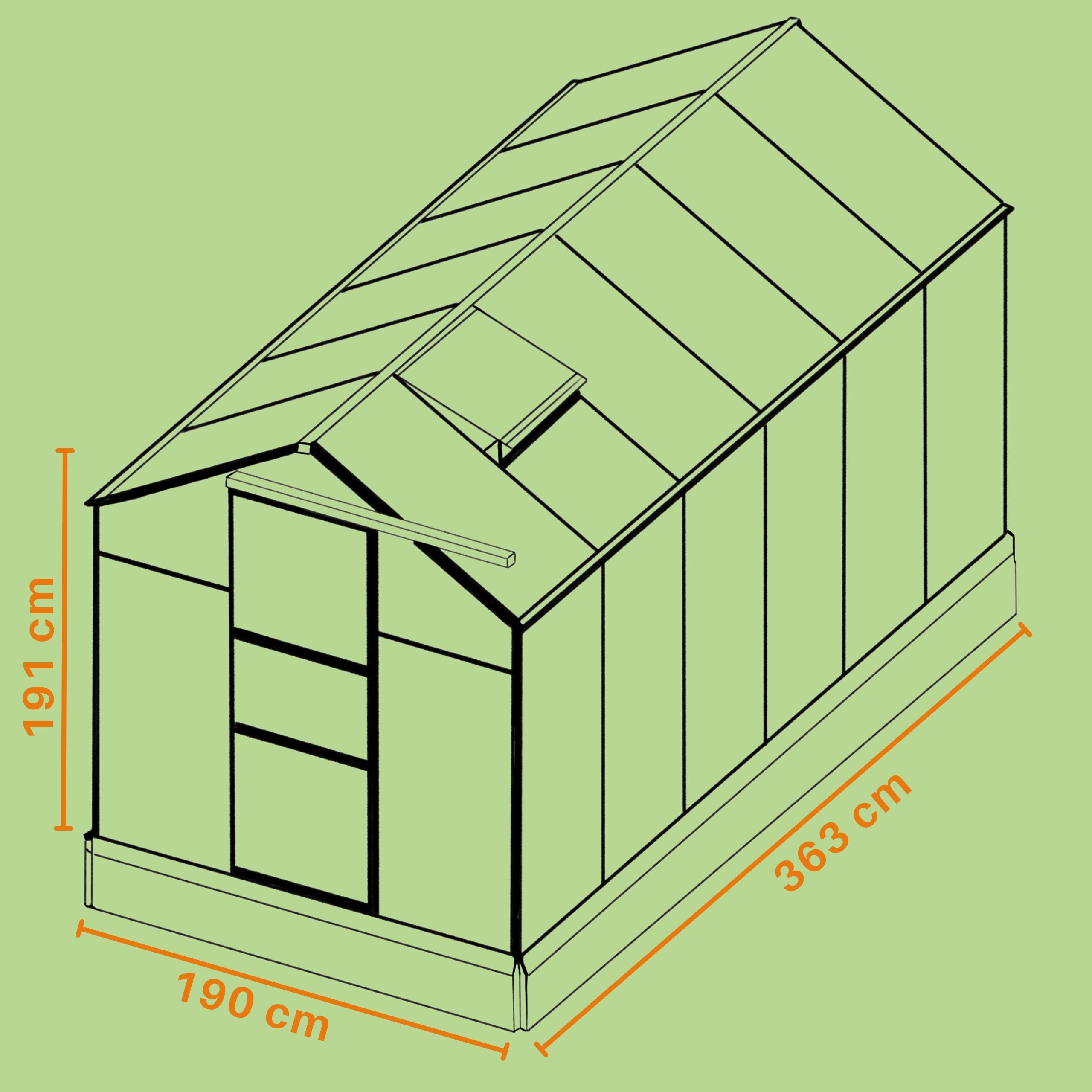 Aluminum Garden Greenhouse with Polycarbonate 190x363x191cm Manufacturer Scala