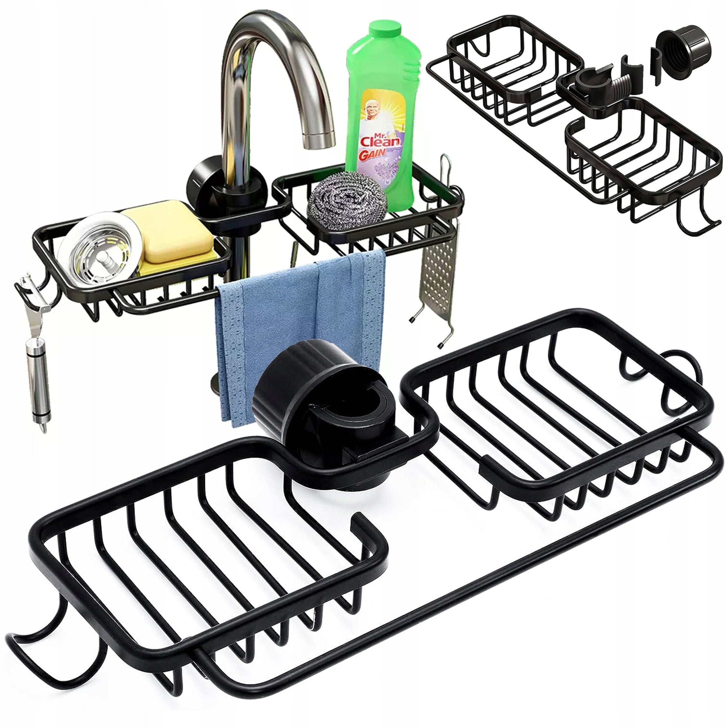 Aluminum Kitchen Faucet Shelf Black Corrosion Resistant