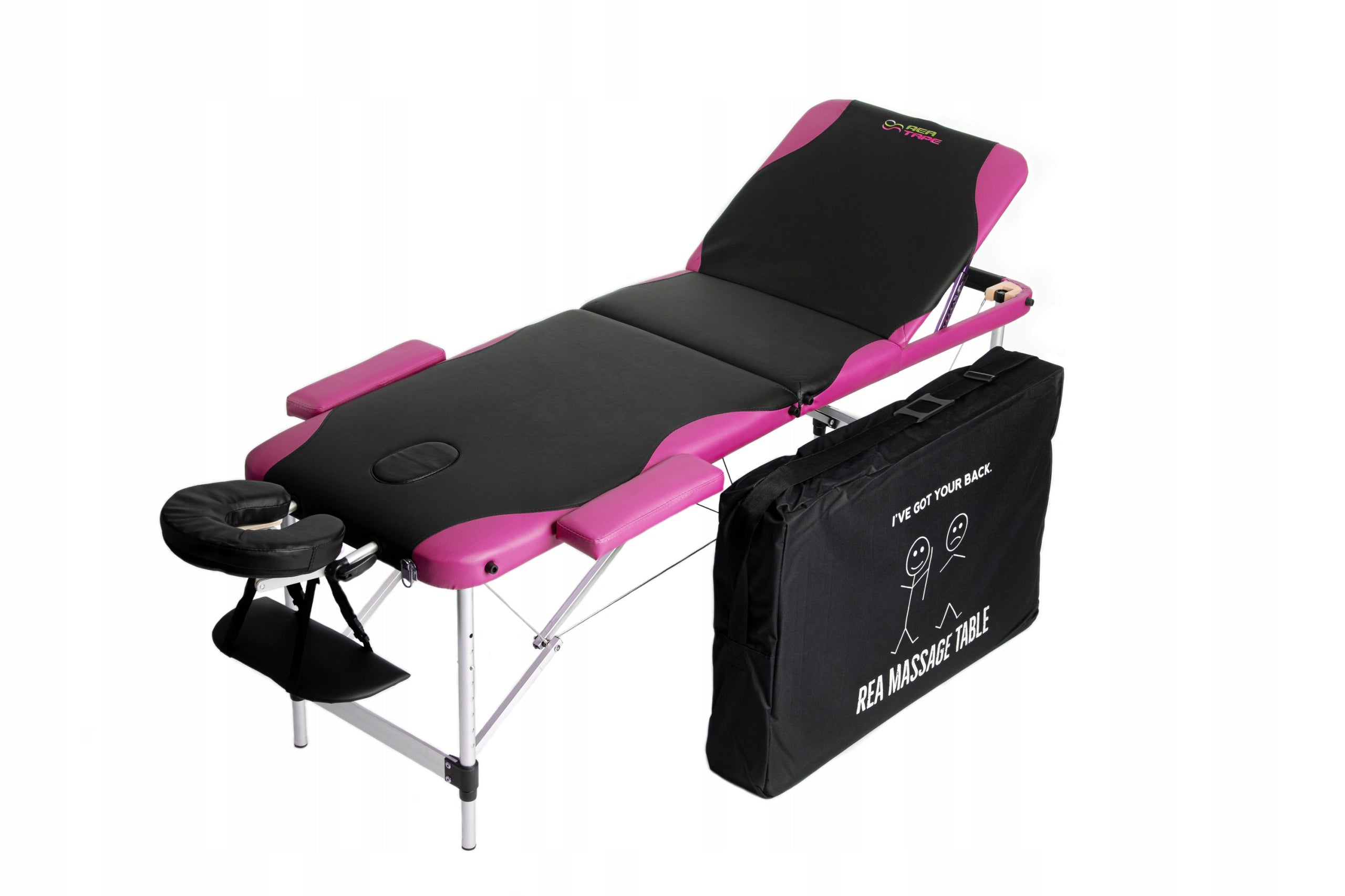 Aluminum Massage Folding Table Black and Pink