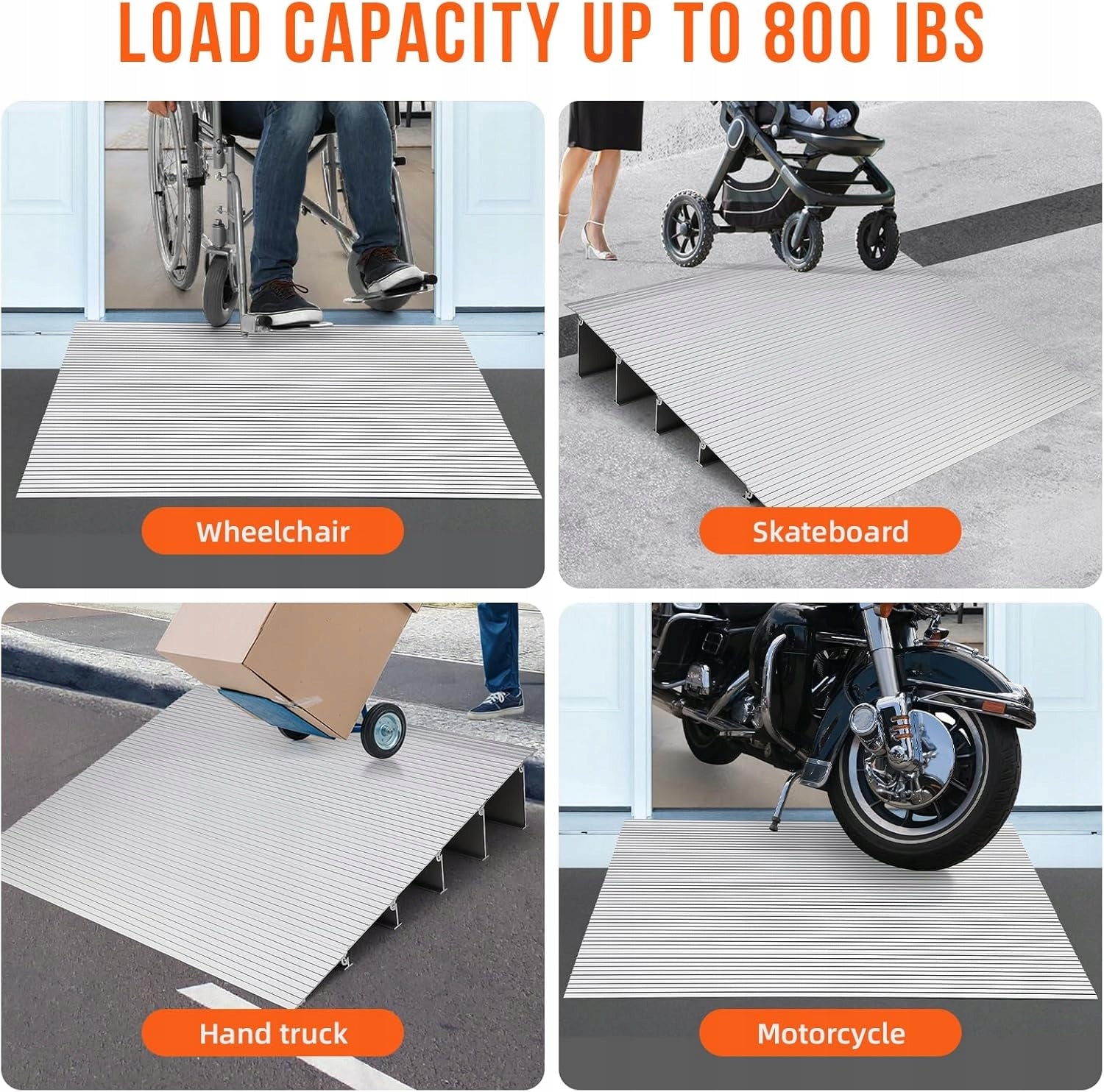 Aluminum Threshold Ramp 5-Piece Modular Design 800LBS Capacity Brand no brand