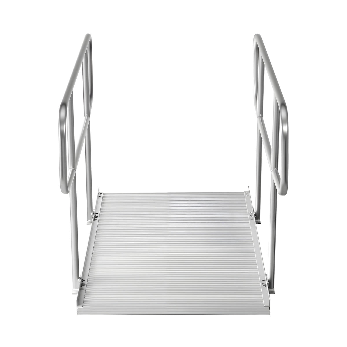 Aluminum Threshold Ramp With Handrails 180,6x83CM 453,6KG Anti-slip Brand SucceBuy
