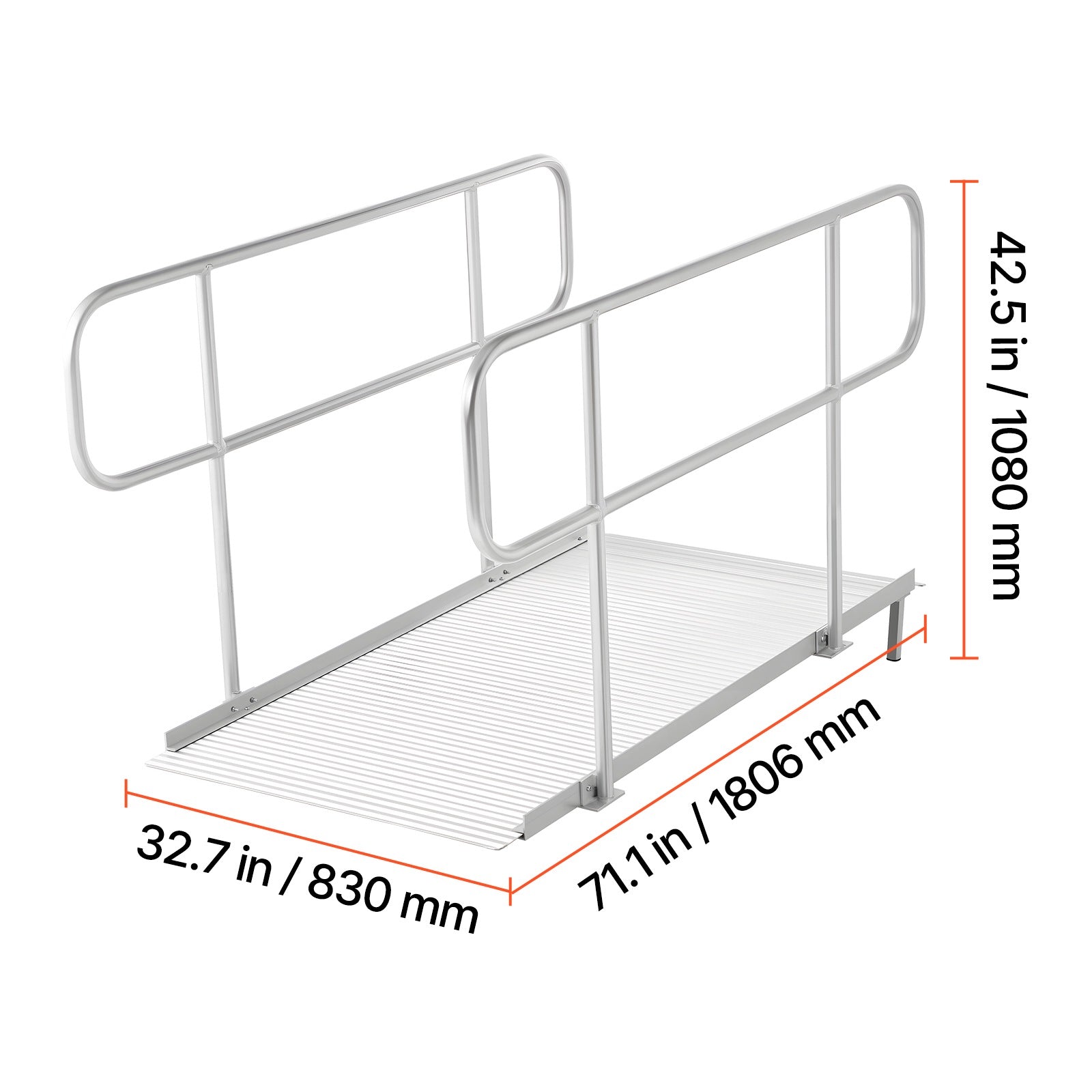 Aluminum Threshold Ramp With Handrails 180,6x83CM 453,6KG Anti-slip Manufacturer code FSSMJPD6YC00E8