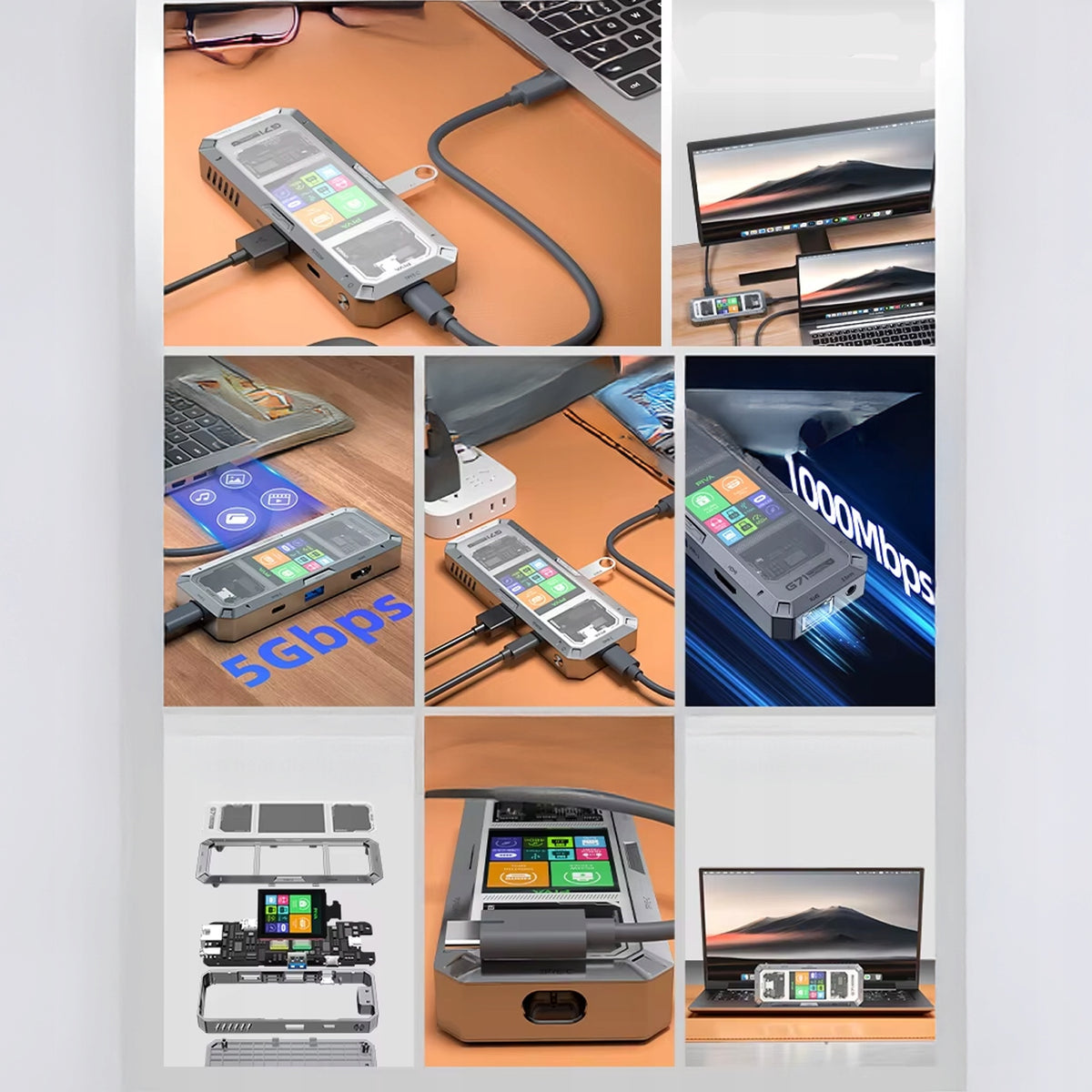 Aluminum USB-C Docking Station 7in1 HDMI LCD Screen 4K 60Hz PD100W Manufacturer no brand