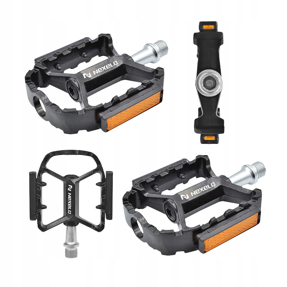 Aluminum bicycle pedals for MTB bike black with machine reflectors new