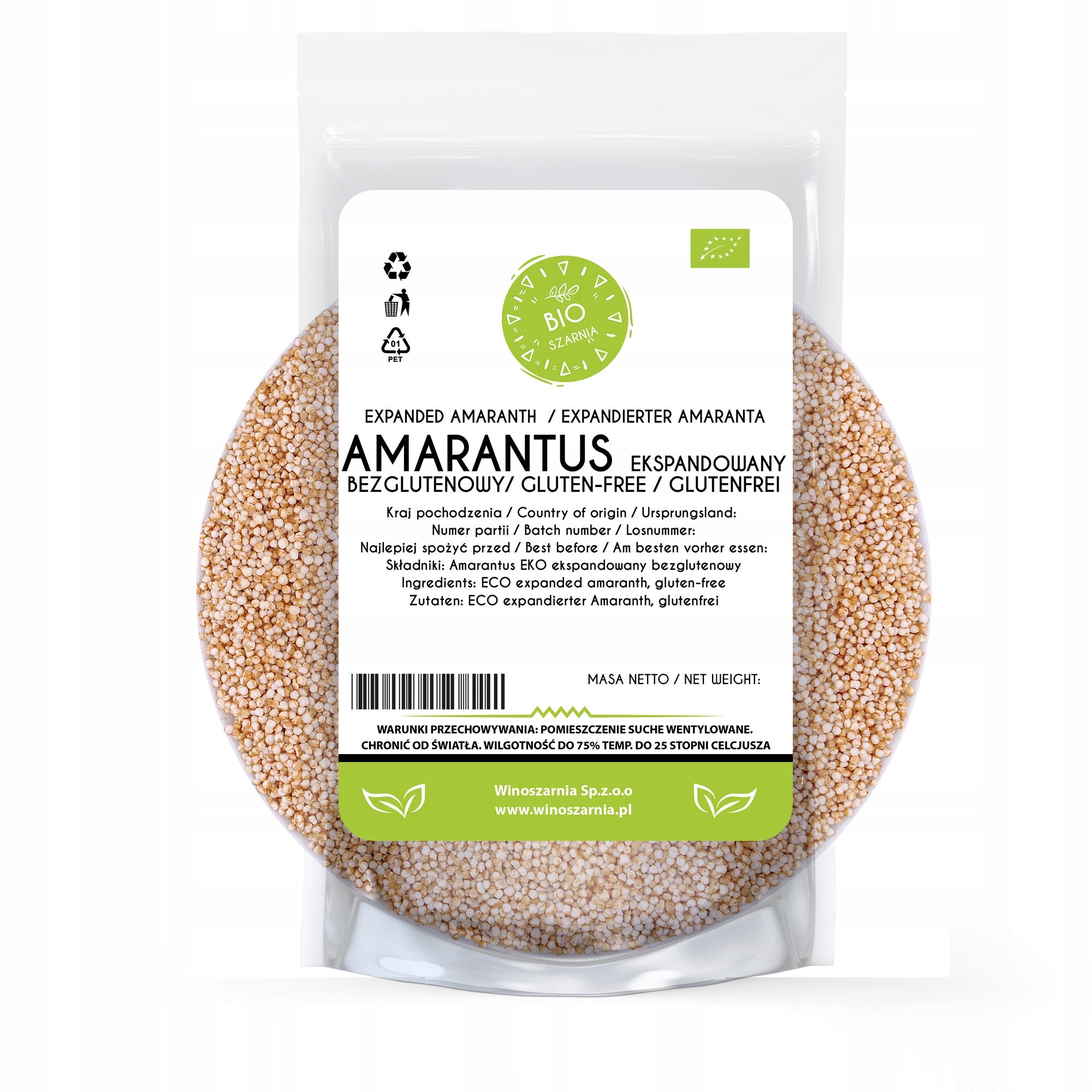 Amaranth Expanded BIO Gluten Free from 6 Months One-Component 100g Packaging status original