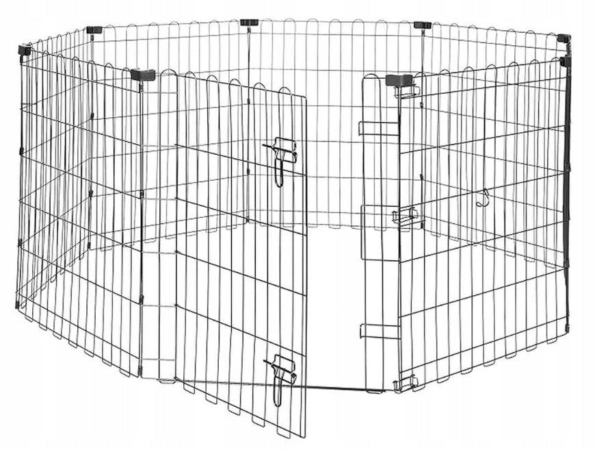 Amazon Basics dog playpen 76cm metal black 8 panels with door Kind playpen