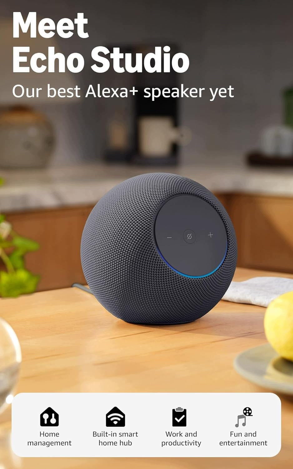 Amazon Echo Studio s prostorovým zvukem a Dolby Atmos, Alexa+, šedá Brand Amazon