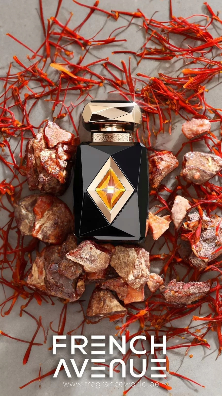 Amber Saffron Extrait French Avenue - Arabic perfume with Fragrance World 8 Packaging status original