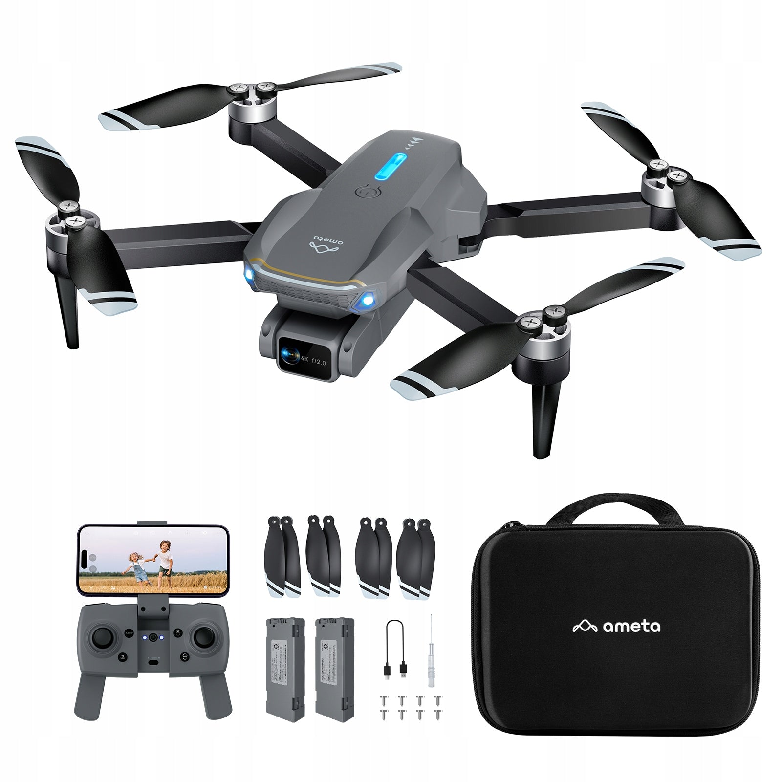 Ameta RC Drones Camera 4K UHD FPV Brushless Motor 36 Mins Long Flight
