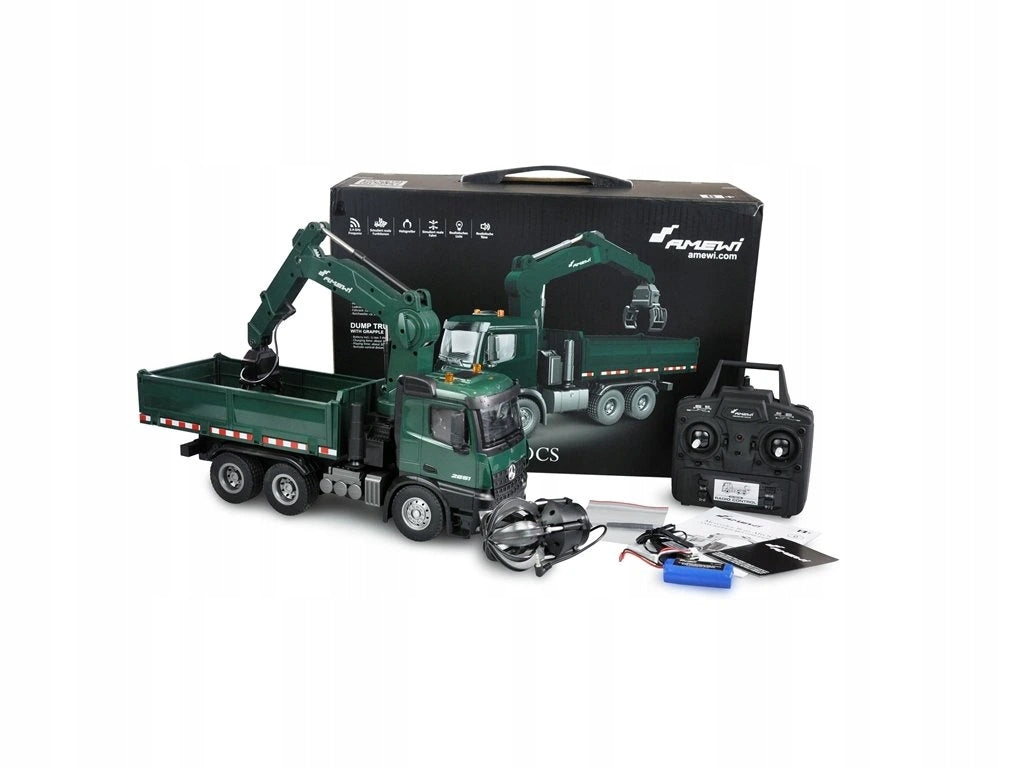 Amewi RC MB Arocs Crane-truck polo-kovový zelený 1/14 RTR