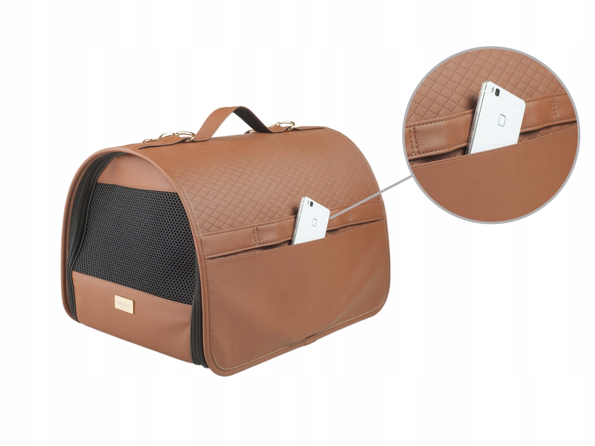 Amiplay Transport BAG New York M Brown Elegant ala Leather Kind bag