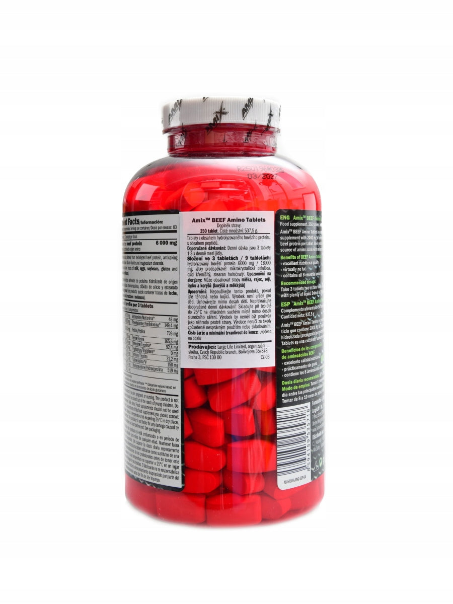 Amix BEEF Amino 250 tablet Expiration date at least six months from the date of purchase