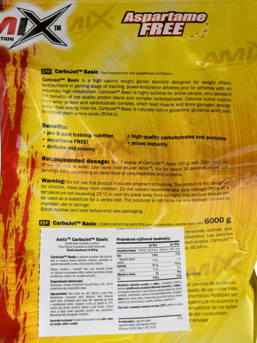 Amix CarboJet basic 6000 g banán Expiration date at least six months from the date of purchase