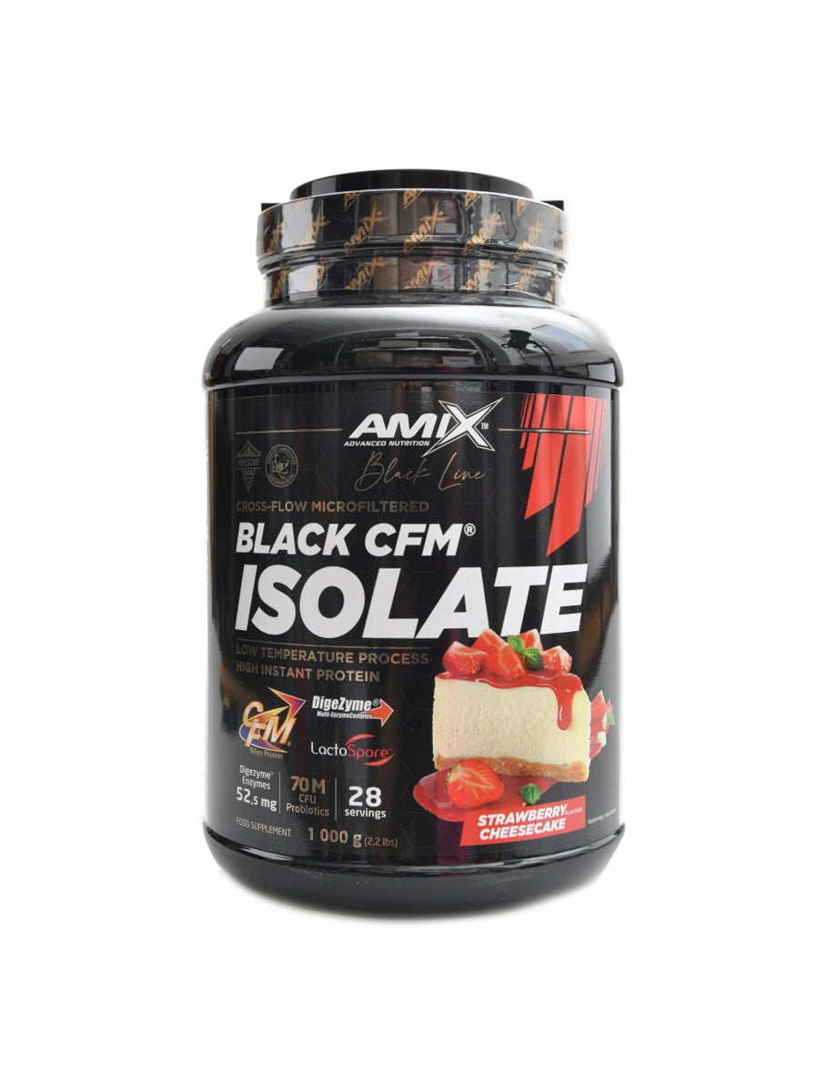 Amix nutrition Black line Black CFM isolate 1000 g jahodový cheesecake