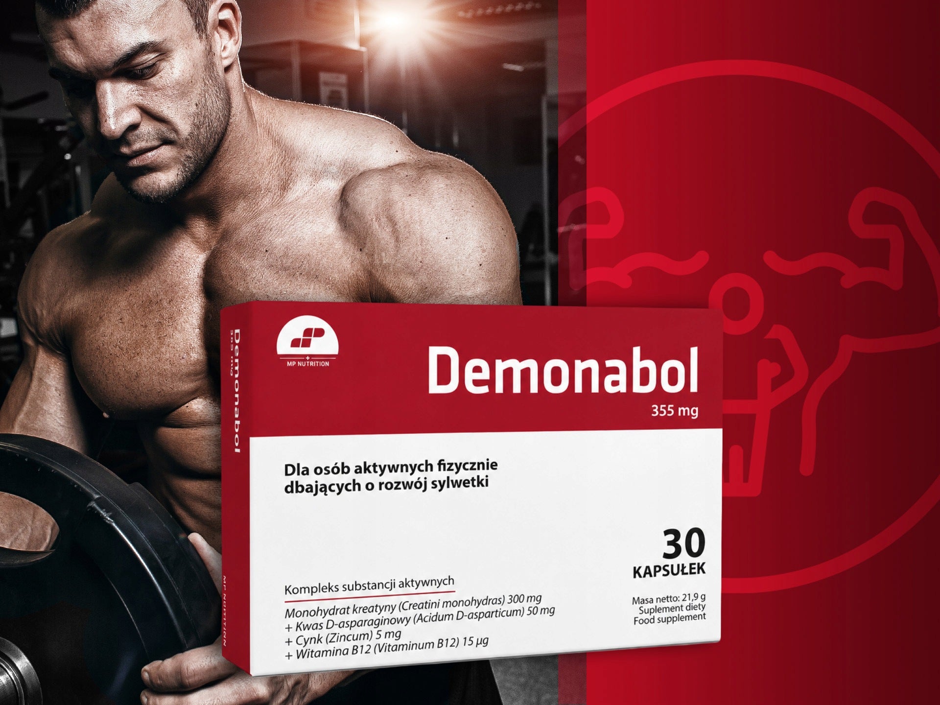 Anabolic Demonabol 30 kaps Zinc Vitamin B12 DAA TEstosterone MP Nutrition Expiration date at least six months from the date of purchase