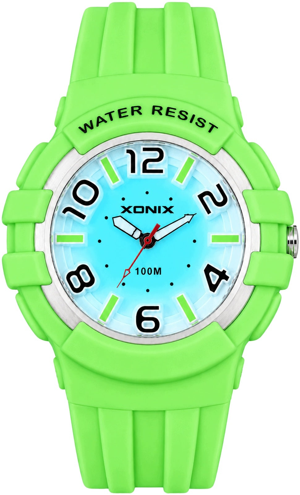 Analog watch XONIX green 10 ATM LED sports WATERPROOF RUBBER Brand Xonix