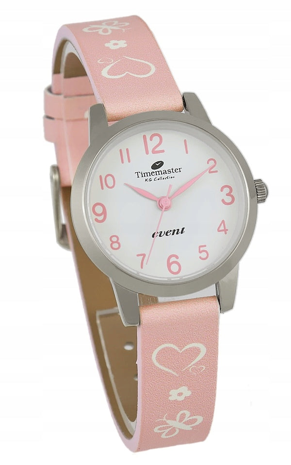 Analog watch girls pink on strap Timemaster 013/03
